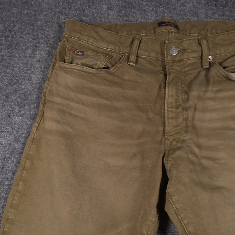 Polo Ralph Lauren Sullivan Slim Jeans Mens 34x32 Olive Green Fading Whiskered